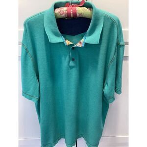 Robert Graham Mens Knitted Polo Short Sleeve Shirt Sz 2XL Green